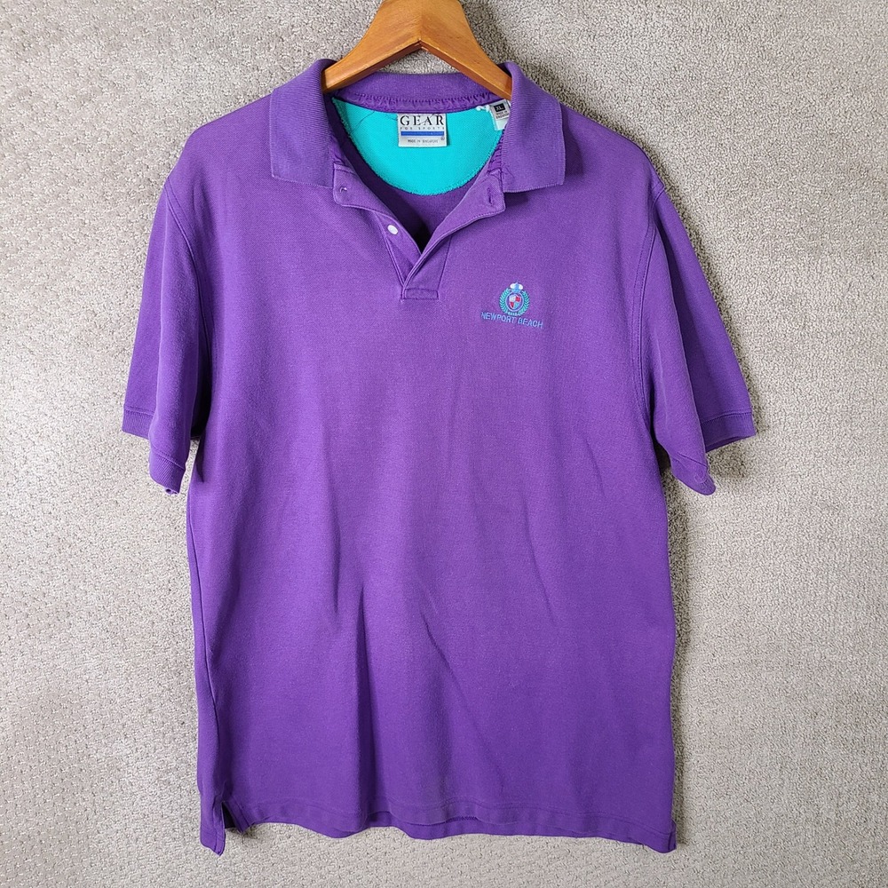 VTG Gear For Sports Shirt Mens XL‎ Purple Newport Beach Polo Short Sleeve Cotton